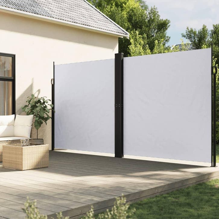 vidaXL Windscherm uittrekbaar 200x600 cm wit, Tuin en Terras, Parasols, Nieuw, Verzenden