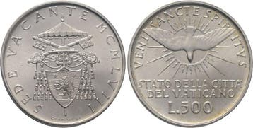 500 Lire Italien-kirchenstaat Johannes Xxiii 1958-1963, Verzenden, België