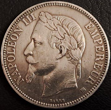France. Napoléon III. 5 Francs 1868-BB, Strasbourg (Sans