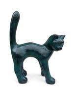 Beeld, Garden statue - Cat - Color green - 42 cm - polyresin