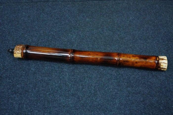 shojisai  - Boîte - Bambou / corne de cerf / bois - Tube, Antiquités & Art, Antiquités | Autres Antiquités
