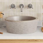 vidaXL Gootsteen Ø40x15 cm marmer grijs, Doe-het-zelf en Bouw, Sanitair, Verzenden, Nieuw