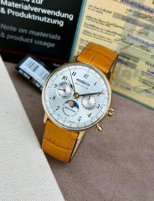 Zeppelin - Moonphase - triple Date - Zonder minimumprijs -, Handtassen en Accessoires, Horloges | Heren