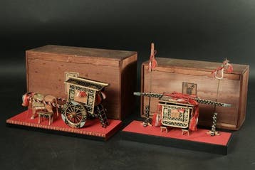 Hina doll - Poupée Miniature Palanquin & Ox Carriage Set –