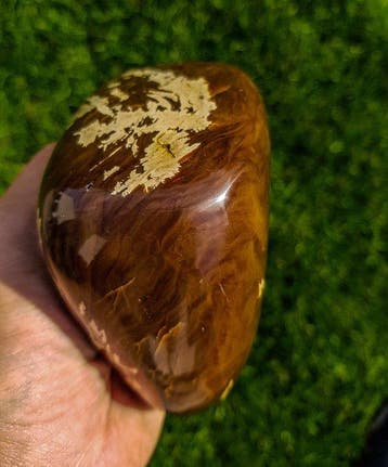 Amber - Barnsteen - Gold Amber HQ Freeform Barnsteen - 10 cm
