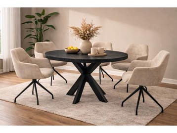 Veiling -  Eettafel Villa Rond - Diameter 130 - Hout - Matri