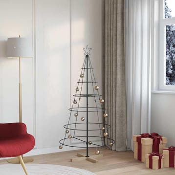 vidaXL Kerst Cone Boom met standaard Zwart 154 cm Staal, Diversen, Kerst, Verzenden, Nieuw