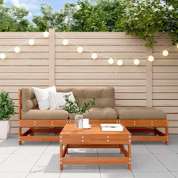 vidaXL Tuin loungeset 4 st Wasbruin Massief grenenhout, Verzenden, Nieuw, Loungeset