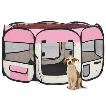 vidaXL Hondenren inklapbaar met draagtas 125x125x61 cm roze, Verzenden, Nieuw