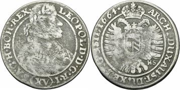 Rdr Schlesien Leopold 15 Kreuzer 1664 Shs Breslau Haus Ha..., Verzenden