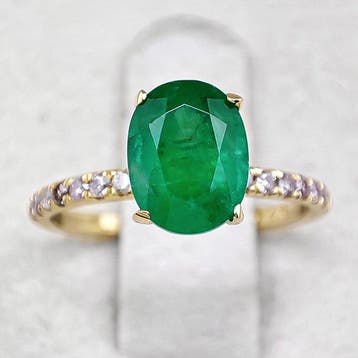 Ring - 14 karaat Geel goud, Zambia - 1.87ct. tw. Smaragd -, Nieuw