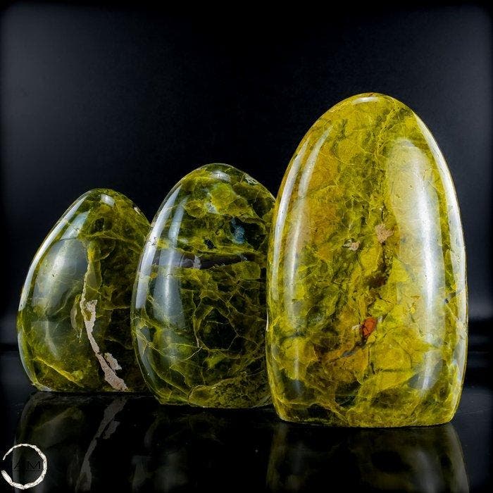 Majestueus groen opaal vrije-vormenset – Een uitzonderlijk, Verzamelen, Mineralen en Fossielen