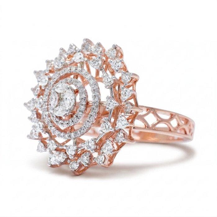 Cocktailring - 14 karaat Roségoud - 0.97ct. tw. Diamant, Bijoux, Sacs & Beauté, Bijoux anciens