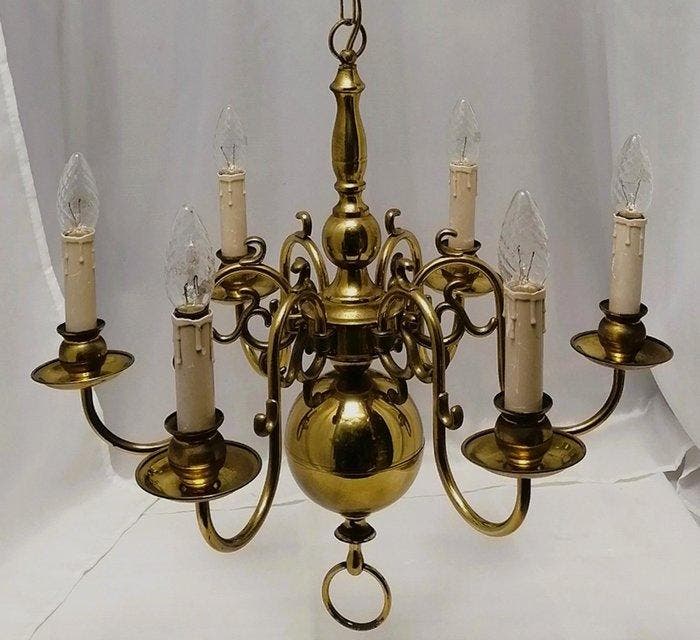 Oude Bolkroonluchter - Lustre - Bronze doré / anodisé, Antiek en Kunst, Curiosa en Brocante