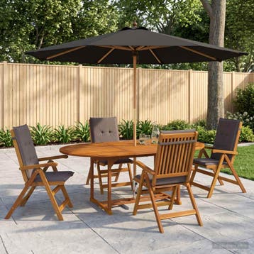 vidaXL Buiten Eetset met Parasol 6 st 4-zits Antraciet, Verzenden, Nieuw