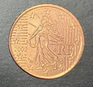 France. 10 Cent 2002 Struck on a 2 Cent planchet - Mint