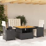vidaXL 4-delige Tuinset met kussens poly rattan zwart, Tuin en Terras, Verzenden, Nieuw, Tuinset