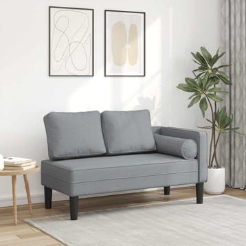 vidaXL Chaise longue met kussens stof lichtgrijs, Verzenden