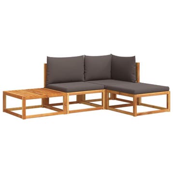 vidaXL 4-delige tuinbankset met kussens acaciahout & rotan, Tuin en Terras, Verzenden, Nieuw