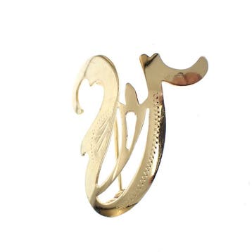 Vintage gouden broche; letter V, Bijoux, Sacs & Beauté, Ophalen of Verzenden