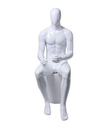 *TIP*  Faceless etalagepop heren zittend glossy white GZM03, Ophalen of Verzenden