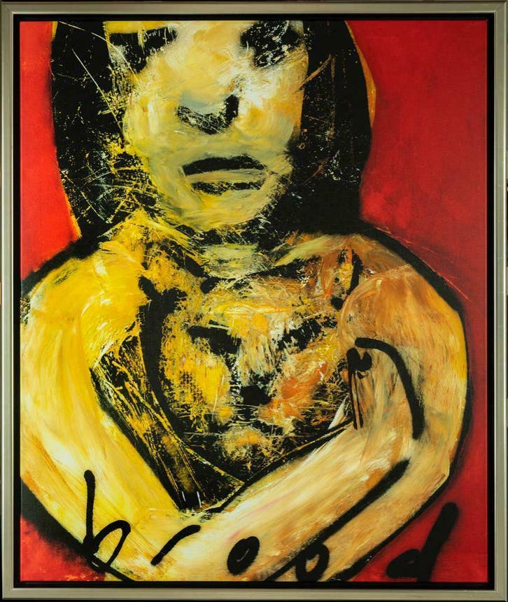 Herman Brood | Giclée: Vrouw en Poes | Afm: 100cm x 120cm, Antiquités & Art, Art | Lithographies & Sérigraphies, Enlèvement ou Envoi