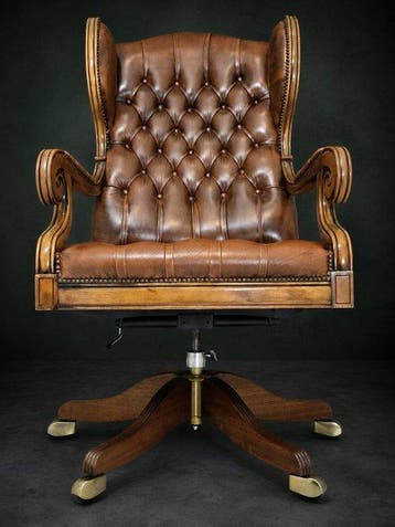 Chesterfield - Bureaustoel - Hout, Leder - Chesterfield