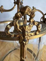 Plafondlamp - Lantaarn, messing - convex glas - Verguld