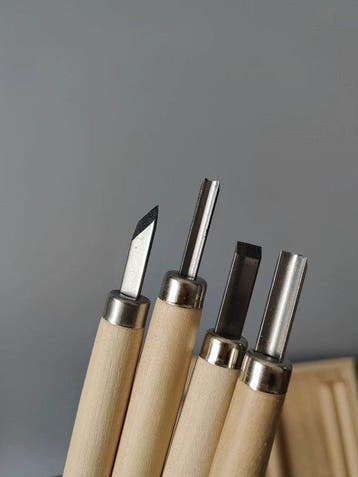 Hideji Silver Peak Carving Chisel Set (8 Pieces) - sculptuur