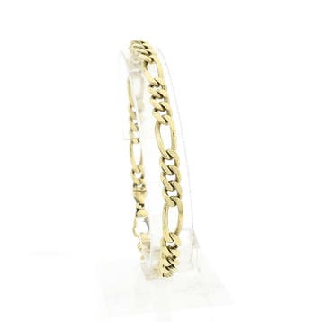 Gouden Figaro schakelarmband | 22,5 cm, Handtassen en Accessoires, Armbanden, Ophalen of Verzenden, Gebruikt, Goud, Goud