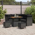 vidaXL Tuinbank Set 8 pcs Zwart Poly riet en gepoedercoat, Verzenden