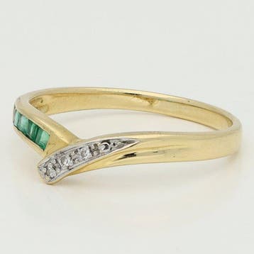 Ring - 18 karaat Geel goud, Witgoud Smaragd - Diamant, Nieuw