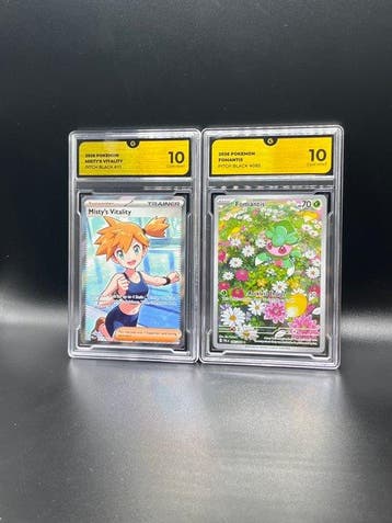 Pokémon - 2 Graded card Misty & Fomantis Pitch Black Full, Nieuw