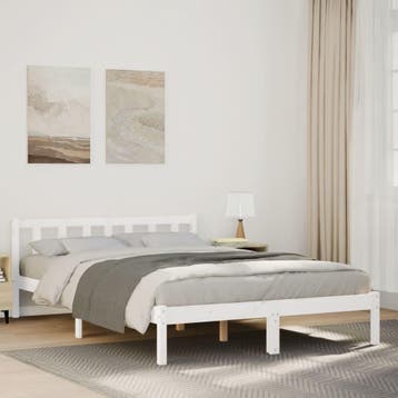 vidaXL Bedframe extra lang zonder matras grenenhout wit, Huis en Inrichting, Verzenden, Nieuw