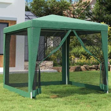 vidaXL Partytent met 4 mesh zijwanden 2,5x2,5 m HDPE groen, Verzenden