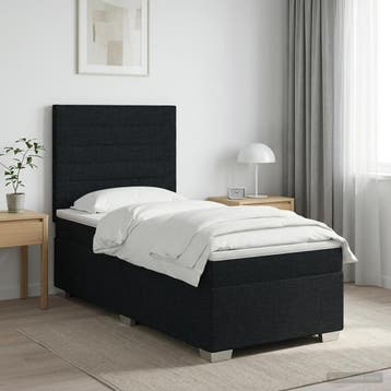 vidaXL Boxspringbed met matras met hoofdeinde Zwart 80 x 200, Verzenden, Nieuw