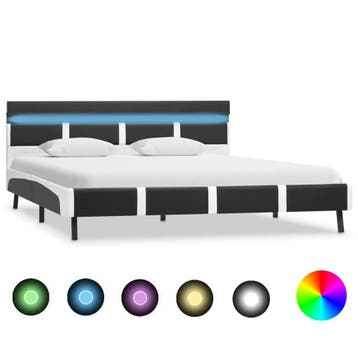 vidaXL Bedframe met LED kunstleer grijs 140x200 cm, Huis en Inrichting, Verzenden, Nieuw