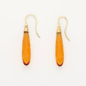 Boucles doreilles - 14 carats Or jaune - Diamant - Topaze, Handtassen en Accessoires, Nieuw
