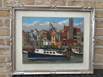 Eugène Masselus (1897-1998) - Havengezicht te Blankenberge, Antiquités & Art