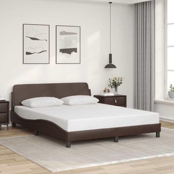vidaXL Bedframe Dover kunstleer bruin 160x200 cm, Verzenden, Nieuw