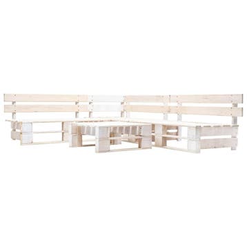 vidaXL 4-delige Loungeset pallet hout wit, Verzenden, Loungeset
