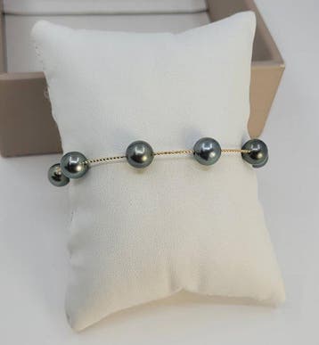 Armband - 18 karaat Geel goud, 7,5x8 mm heldere Tahitiaanse