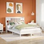 vidaXL Bed met boekenkast zonder matras grenenhout wit, Verzenden, Nieuw