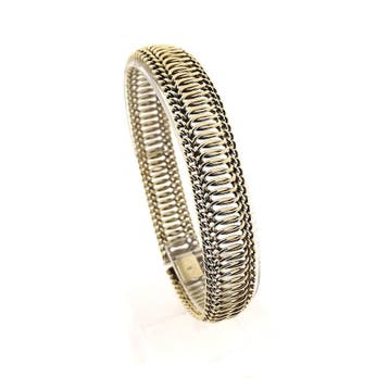 Gouden brede schakelarmband, Ophalen of Verzenden, Gebruikt, Goud, Goud