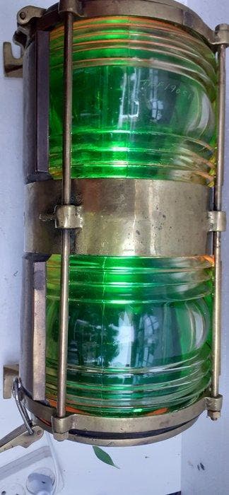 Maritieme objecten - Brons, Glas- Grote Zware Stuurb 15KG !