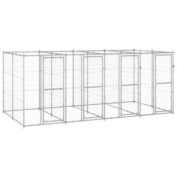 vidaXL Hondenkennel 9,68 m² gegalvaniseerd staal, Verzenden, Nieuw