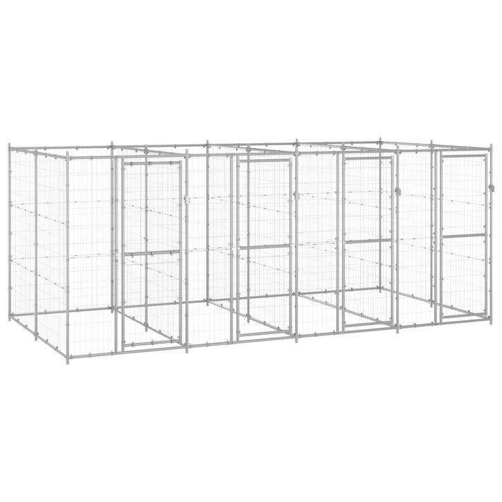 vidaXL Hondenkennel 9,68 m² gegalvaniseerd staal, Dieren en Toebehoren, Hondenbenches, Nieuw, Verzenden