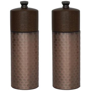 Peper-/Zoutmolenset | Koper/Hout | 2 Stuks | 150(h)mm, Verzenden