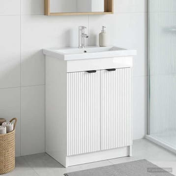 vidaXL Badkamer onder Wastafel Kast Hoogglans Wit 56 x 37,5, Verzenden, Nieuw