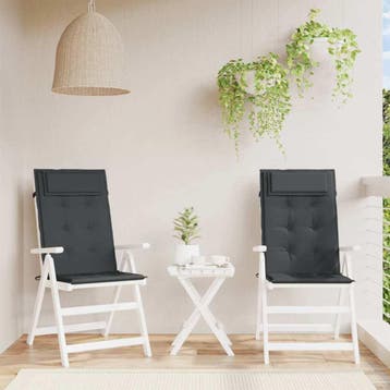 vidaXL Stoelkussens 2 st hoge rug oxford stof zwart, Verzenden